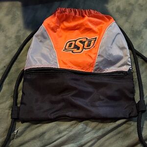 Orange and Black Drawstring Bag